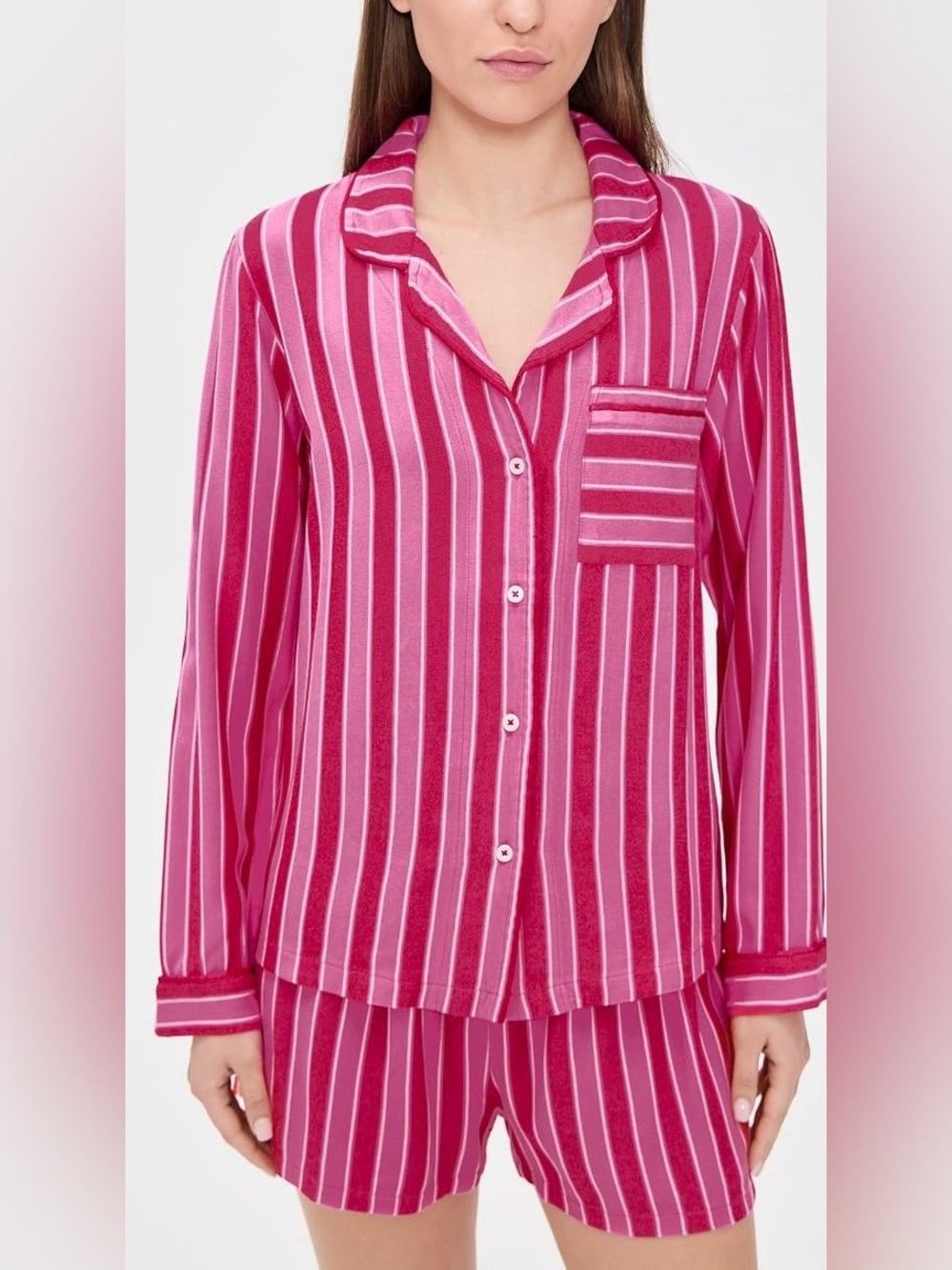 Stripe & Stare SET Ecovero PJ Top & Shorts in Candy Cane Pop Stripe